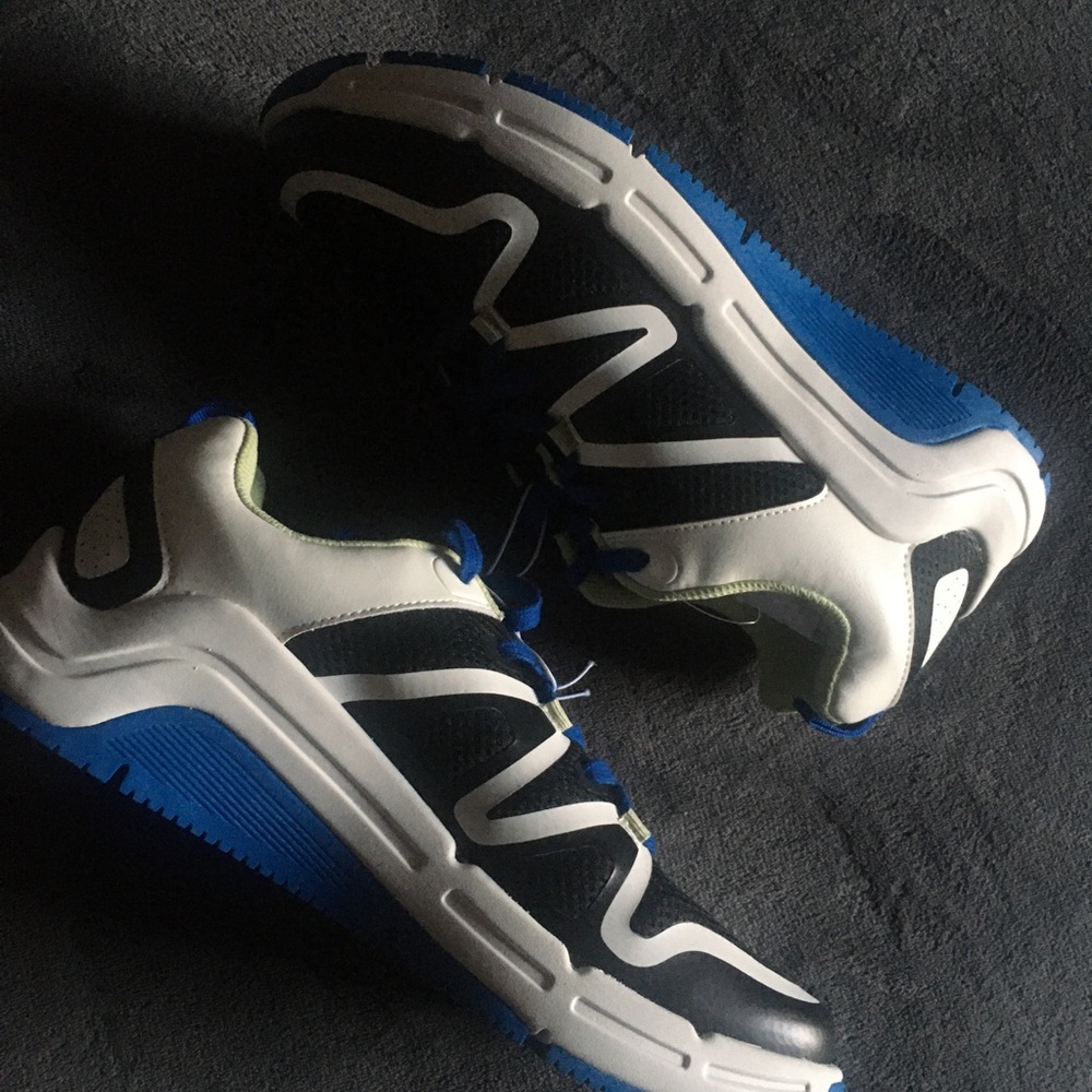 Black Mesh Athletic Sneakers with Blue Laces and Lime Interior - Picture 2 of 6